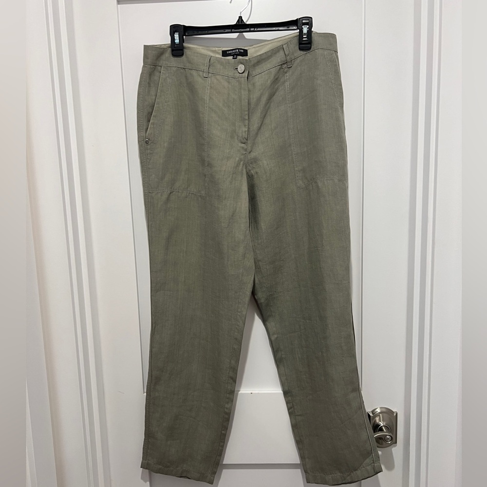 Lafayette 148 New York Olive Green Straight-Leg Chinos linen